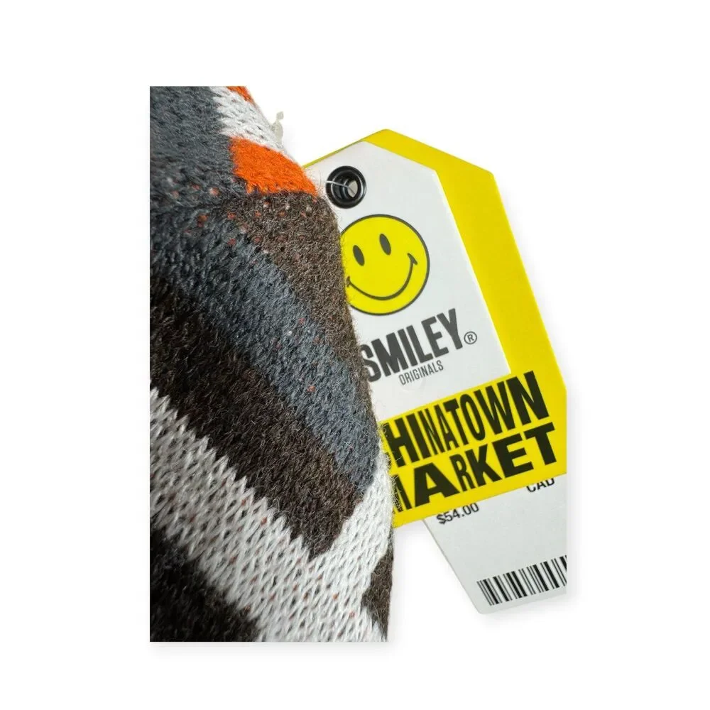 Chinatown Market x Smiley Plaid Beanie Vintage Gray Orange Y2K BNWT